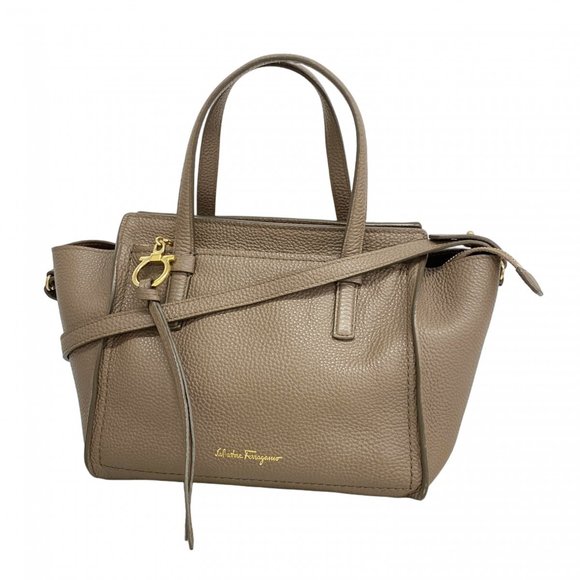 Salvatore Ferragamo Gancini Leather Handbag Brown Women's - Picture 1 of 13